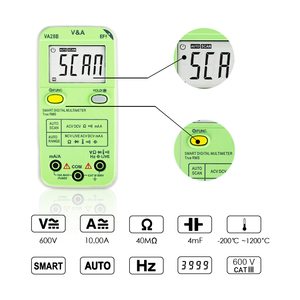 Comprobador Eléctrico Inteligente de Bolsillo VA28B con Pantalla LCD, Rango Automático, True RMS, Detección de Voltaje sin Contacto, Escaneo Automático de Capacitancia, Seguridad CATIII 600V - Product Image 4