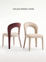 Chaise de salle à manger moderne de luxe |   Dossier à découpe arquée en microfibre et velours |   Structure en acier au carbone durable pour hôtel