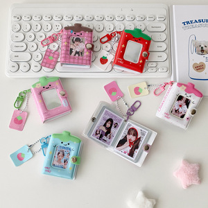 Mini porte-clés en PVC pour biberon, petit <span class=keywords><strong>album</strong></span> photo 1 et 2 pouces, livre de rangement pour photos d'identité, livre de collection de cartes de collection, motif écossais - Product Image 1