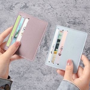 Mini tarjetero para tarjetas de visita, compacto, portátil, de cuero PU, para tarjetas de autobús y bancarias, para hombres y mujeres - Product Image 3