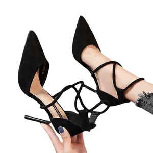 Nouvelles sandales romaines à brides croisées en daim pour femme, été 2025, à bride unique, boucle, talon aiguille fin, bout pointu, vente en gros - Product Image 5