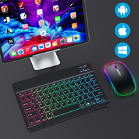 Set Keyboard dan Mouse Mini USB RGB Nirkabel Baru dengan Mode Ganda 2.4G+ Plug and Play untuk Tablet/Laptop/Pad