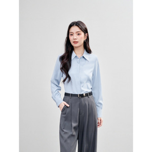 Women's Long Sleeve Button <b>Down</b> Shirt Solid Color No-Wrinkle Office Wear Elegant OL Style Spring Autumn Commute Shirt - Product Image 1