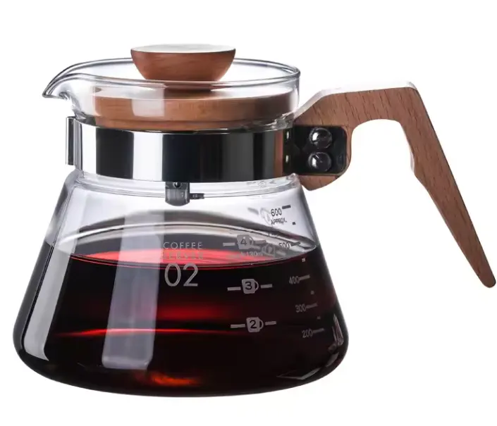 وعاء القهوة الذي يعمل بالتنقيط باليد من الزجاج المقاوم للحرارة، قِدر القهوة المقدم، قِدر شاي يعمل بالتنقيط، وعاء القهوة