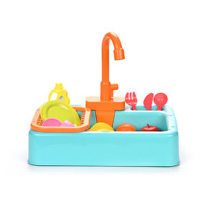 Automatic Water Cycle System Simulated Electric Kitchen Sink Toy Role Playing <strong>Children</strong> Educational Fruit Vegetable <strong>Washing</strong> - Product Image 1