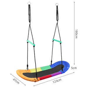 Columpio de Tela Oxford en Forma de Barco de 123 cm x 47 cm, Columpio Colgante para Niños con Pasamanos para Exteriores - Product Image 1