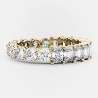 Bande d'éternité d'humeur en or massif 14K demi-émeraude demi-ronde coupe diamant de laboratoire DEF-VS bande de diamant d'éternité complète