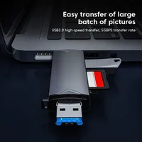 Lecteur de carte multifonction 6 en 1 USB 3.0, lecteur de carte mémoire de type C/Micro USB/TF/SD, adaptateur de lecture de carte mémoire, accessoires pour téléphone