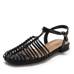 Sandales romaines pour femmes, style voyage, tissées à la main, à talon bas, ajourées, nouvelle collection été, décontractées, à boucle - Product Image 5