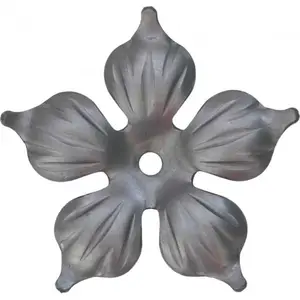 wrought iron components forged elements stamped steel sheet flower five petal floral pattern for gate fence railing handrail