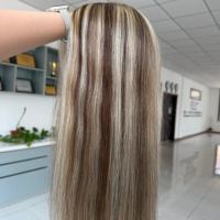 Topper en Cheveux Humains Prêt à Expédier, Base en Soie Ultra Plate, Cheveux Vierges Européens Bruts à Cuticules Alignées, Mèches Teintées Mixtes