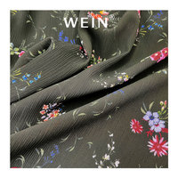 WI-B05 neue Mode Design Leichter Custom Digital Blumen druck 100% Polyester Schwarzgrün Crinkle Chiffon Stoff
