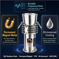 Pompe submersible à aimant permanent en acier inoxydable robuste, à huile, VFD, haute efficacité, pour puits profond, alimentation en eau agricole