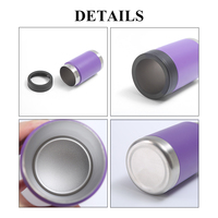 En stock, Prêt à l'emploi : Refroidisseur de canettes en acier inoxydable à double paroi isolé sous vide, 12/14/16oz, pour canettes de 12oz, support pour bière