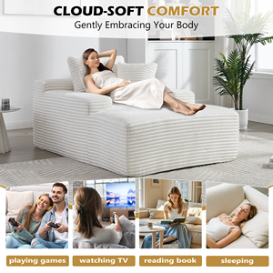 Sofá modular tipo chaise longue de pana a rayas, extragrande, con asiento profundo, para el suelo, con cojines decorativos, para sala de estar y dormitorio - Product Image 4