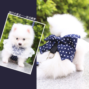 Bonito conjunto de arnés y correa para perros de Corea, vestido de arnés de lunares con correa para perros pequeños y medianos - Product Image 5