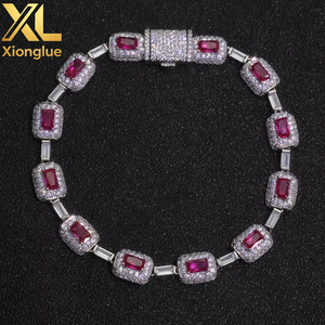 European American High-End Unisex Colorful <b>Gemstone</b> <b>Bracelet</b> Gold Plated 0.3m Thick Claw Setting Trendy Hip-Hop Wholesale - Product Image 3