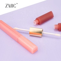 Tube de brillant à lèvres double embout 12 ml, vide, rose, or, rouge, avec bouchon et pinceau, tube en plastique brillant à mécanisme rotatif
