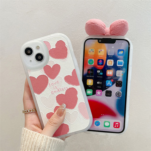 New Girl Aesthetic Love Heart Pink Bow-knot <strong>Cute</strong> Phone <strong>Case</strong> Back Cover for Huawei iPhone 13 Pro Max - Product Image 2