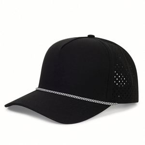 Casquettes de camionneur personnalisées en gros avec corde, casquettes perforées au laser de haute qualité, casquettes de golf 5 panneaux avec corde - Product Image 1