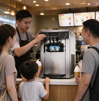 Machine à glace molle commerciale 3 saveurs pour pizzeria avec pompe à air et système de panneau de commande numérique