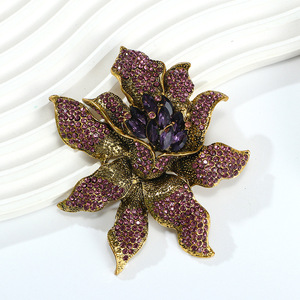 XILIANGFEIZI Novo Broche de Flor Grande em Liga com Strass, Acessório de Moda com Pétalas de Cristal para Casacos Femininos - Product Image 3