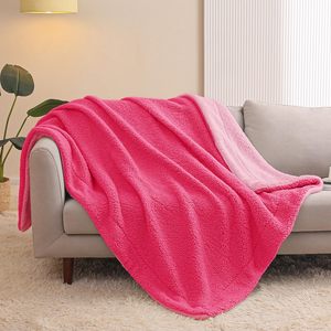 Haute qualité 100% Polyester Sherpa polaire jeter couverture tricoté techniques chaud doux solide imprimé à carreaux taille personnalisée literie jeter - Product Image 3