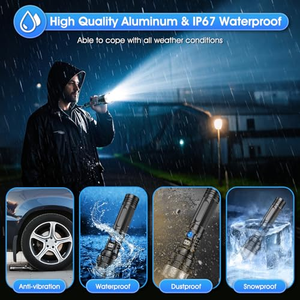 Linterna Táctica Recargable Tipo C con Luz LED Blanca de Alta Potencia y Largo Alcance (1000 Metros), Utiliza Batería 26650 - Product Image 2