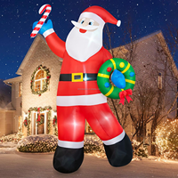 Père Noël gonflable de 12 pieds avec guirlande de cannes en sucre et lumière LED, ornement de Noël pour la cour, la pelouse, la maison, la décoration extérieure des fêtes
