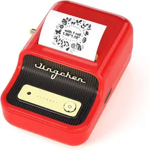 NIIMBOT B21 creatore di etichette senza inchiostro, stampante portatile per etichette termiche, 1 confezione da 50x30mm etichette bianche, rosso