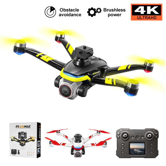 K15 MAX Screen-Controlled Drone 4K UHD Dual Camera 4.3-Inch IPS Remote GPS+Beidou Brushless RC Quadcopter Adults Outdoor Aerial