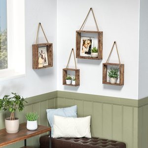 Juego de 4 estantes flotantes cuadrados para montaje en pared, decoración Ustica para el hogar, colgante de pared <span class=keywords><strong>con</strong></span> <span class=keywords><strong>cuerda</strong></span> de algodón - Product Image 4