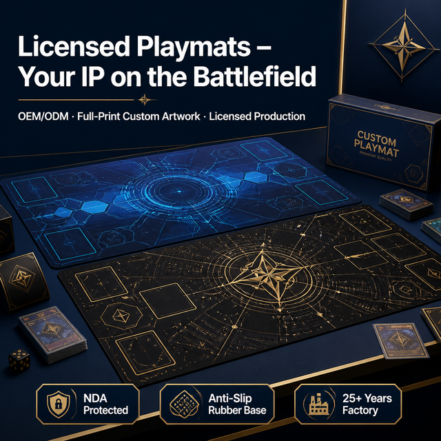 Licensed TCG Playmat Custom Card Game Mat EN71 Certified Full Print Smooth Glide Non-Slip Rubber Base OEM USA