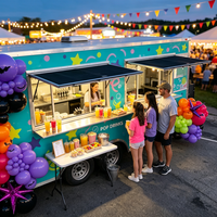 Remorque alimentaire commerciale avec fenêtre de service et comptoir pour machine à pop-corn, idéale pour les parcs d'attractions à Orlando