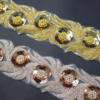 Galon de Dentelle Perlé 100% Polyester 7cm Largeur Marque YUGU Qualité Doublement Vérifiée Tissu Brodé Fleur Perlé de Luxe Africain pour Mariage