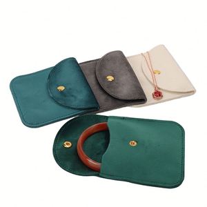 <b>Low</b> MOQ Custom Logo Hot Stamping Eco-friendly Recyclable Small Jewelry <b>Storage</b> Bags Pouch Button Closure Rings Bracelets - Product Image 1