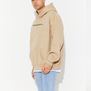 100% haute qualité coton surdimensionné pull à capuche pour hommes Beige couleur impression personnalisée broderie chaud solide motif à capuche - Product Image 5