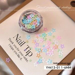 Nouvelles décorations de nail art en forme de cœur évidé et d'étoile à cinq branches, paillettes, styles variés, ultra-fines, couleur <span class=keywords><strong>macaron</strong></span>, <span class=keywords><strong>mini</strong></span> ongles - Product Image 5