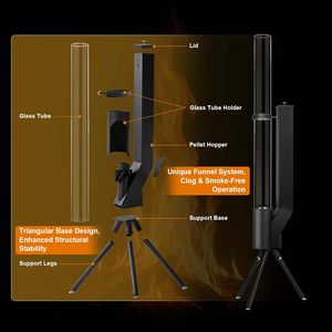 Poêle à granulés de bois en acier pour extérieur - Poêle de chauffage portable à haute efficacité pour jardin, cour et terrasse - Product Image 3