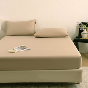 Basit Stil Düz Renk Ev Tekstili %100 Pamuk OEM/ODM Tek Kişilik Kahverengi Çarşaf Lastikli Çarşaf 3 Parça Nevresim Takımı - Product Image 2