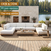 Ensemble de canapés modulaires en teck pour l'extérieur, résistant aux UV et aux intempéries, de luxe, en forme de L, pour jardin, OEM ODM