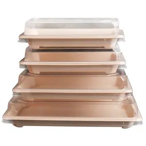 Biodegradable Disposable Bagasse Pulp Fast Food Packing Tray With lid Sushi tray 10