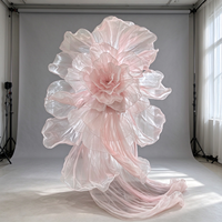 Bunga Organza Pink Raksasa Y-090 dengan Ekor Panjang untuk Dekorasi Latar Belakang Pernikahan, Pintu Masuk Upacara & Photo Booth
