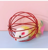 Jouet pour chat, souris en peluche avec son simulé, plumes colorées, amusante petite souris, accessoires pour animaux de compagnie, jouet pour chat auto-entretenant, modèle QC26003