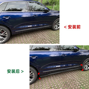 Audi Q8 SQ8 Side Skirt Spoiler Body Kit Piano Black Carbon Fiber Texture ABS 2019+ Cross Border Modification - Product Image 4