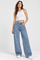 Tissu denim jacquard à motif floral, coton denim à motif floral pour jeans, vestes et robes