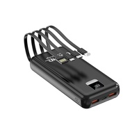 Promotion : Power Bank OEM personnalisée avec logo imprimé, 4 câbles intégrés, 10000mAh, chargeur rapide USB Li-Polymère