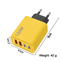 Chargeur USB-C multi-ports 120W Gan PD3.0 QC3.0 Adaptateur mural rapide Protection OTP/OVP pour téléphones et tablettes Android