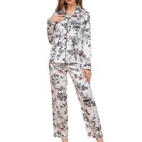 Vêtements de détente en bambou Oragnic en satin personnalisé Ensemble de pyjamas pour femmes Vêtements de nuit pour femmes en bambou à imprimé floral de luxe