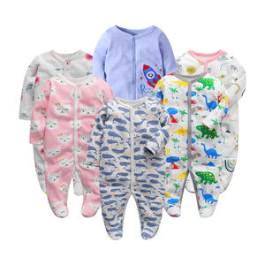 Vêtements pour bébés nouveau-nés en gros, 42 couleurs, combinaison en tricot unisexe pour bébé, barboteuse à manches longues imprimée en coton - Product Image 4